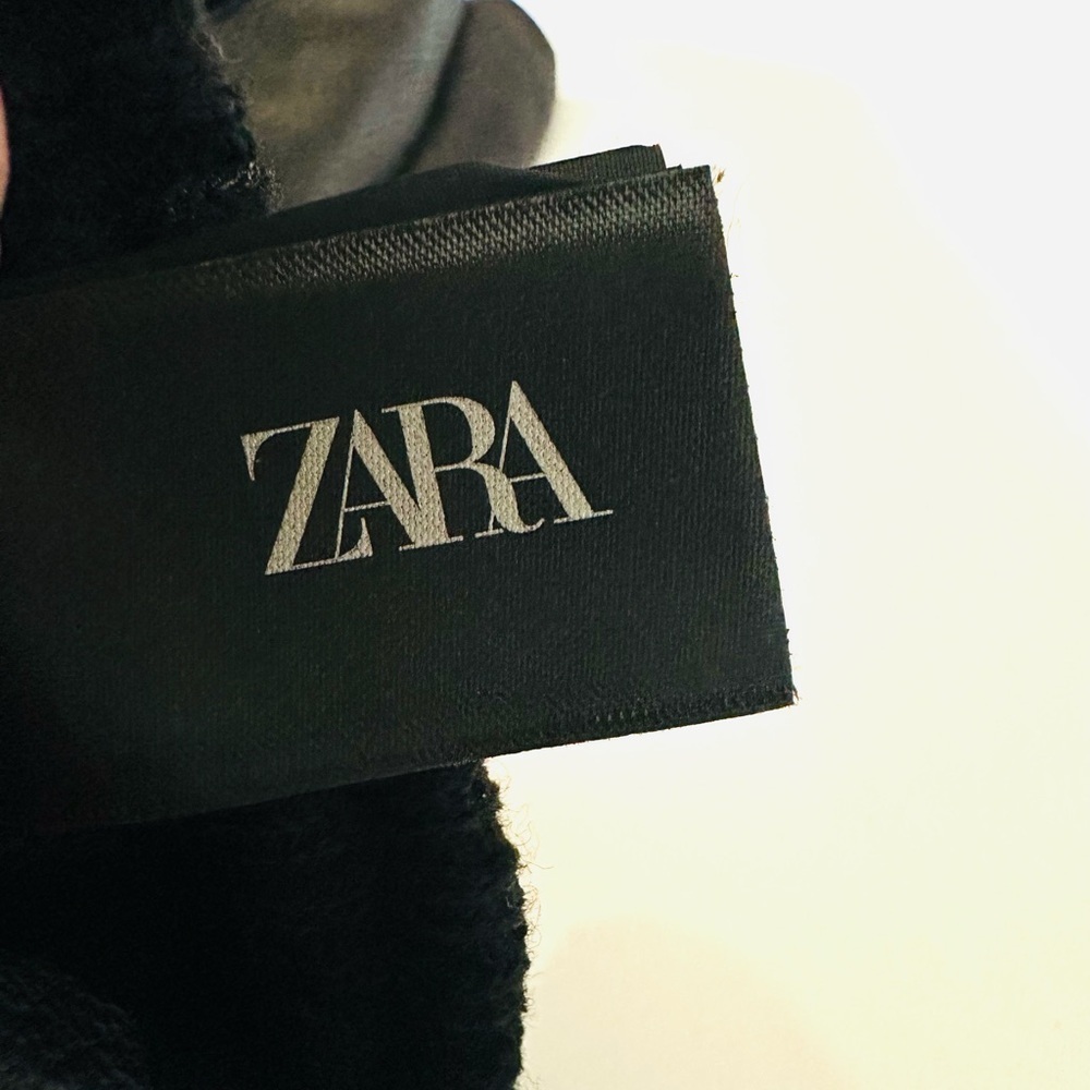 NEW! ZARA LEATHER Gloves Black Mens - Picture 4 of 9